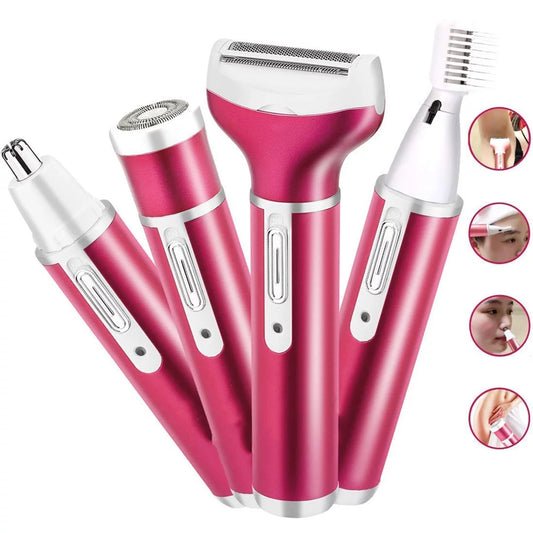 4-In-1 Hair Removal Women Electric Shaver Ladies Razor Hair Remover Epilator USB Rechargeable for Face Body Legs Hair Trimmer Grooming Kit